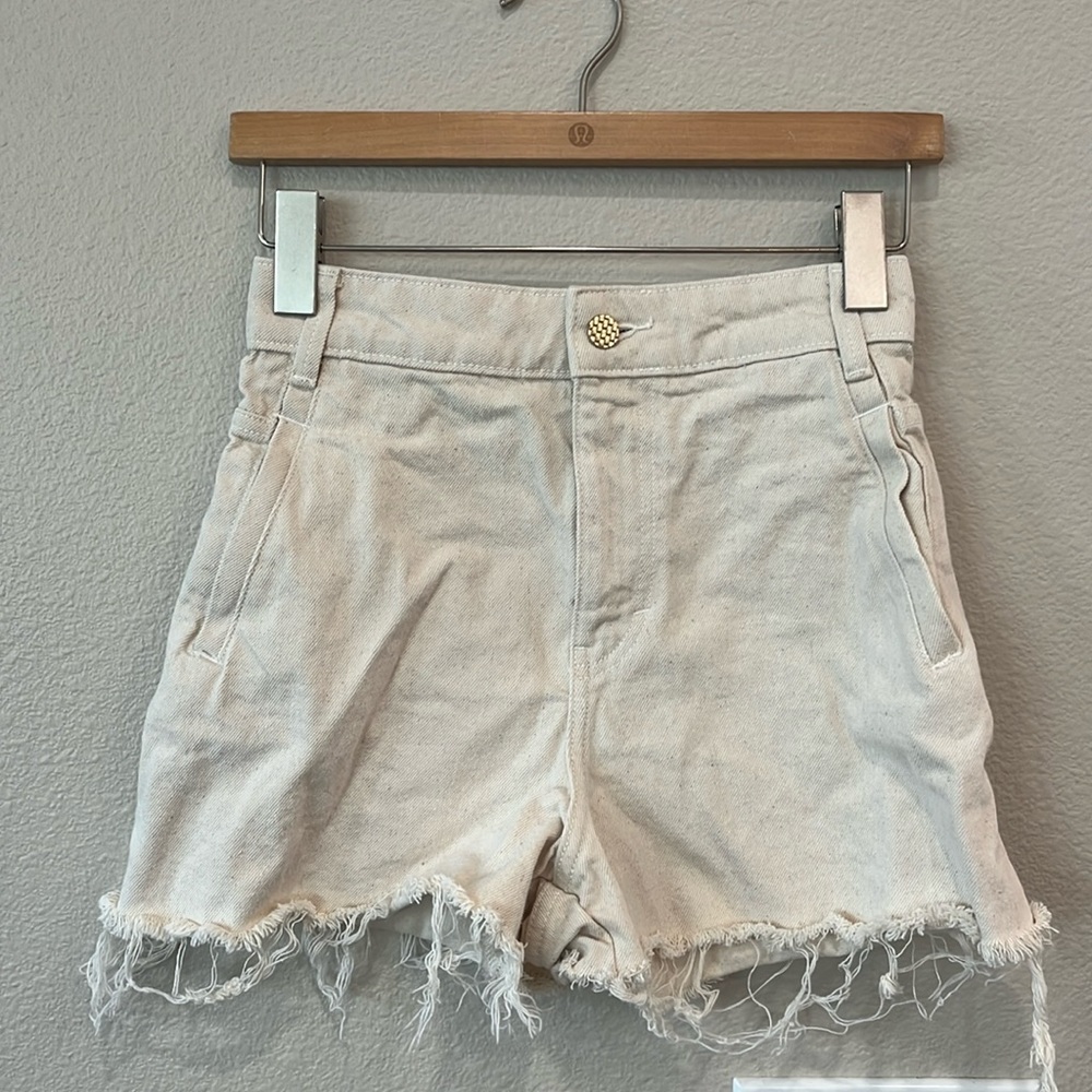 Off white Zara high waisted shorts. Raw hem. Excellent condition